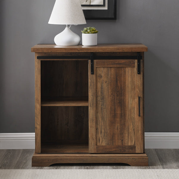 Alba Sliding Grooved Door Accent Console Living Room Walker Edison 