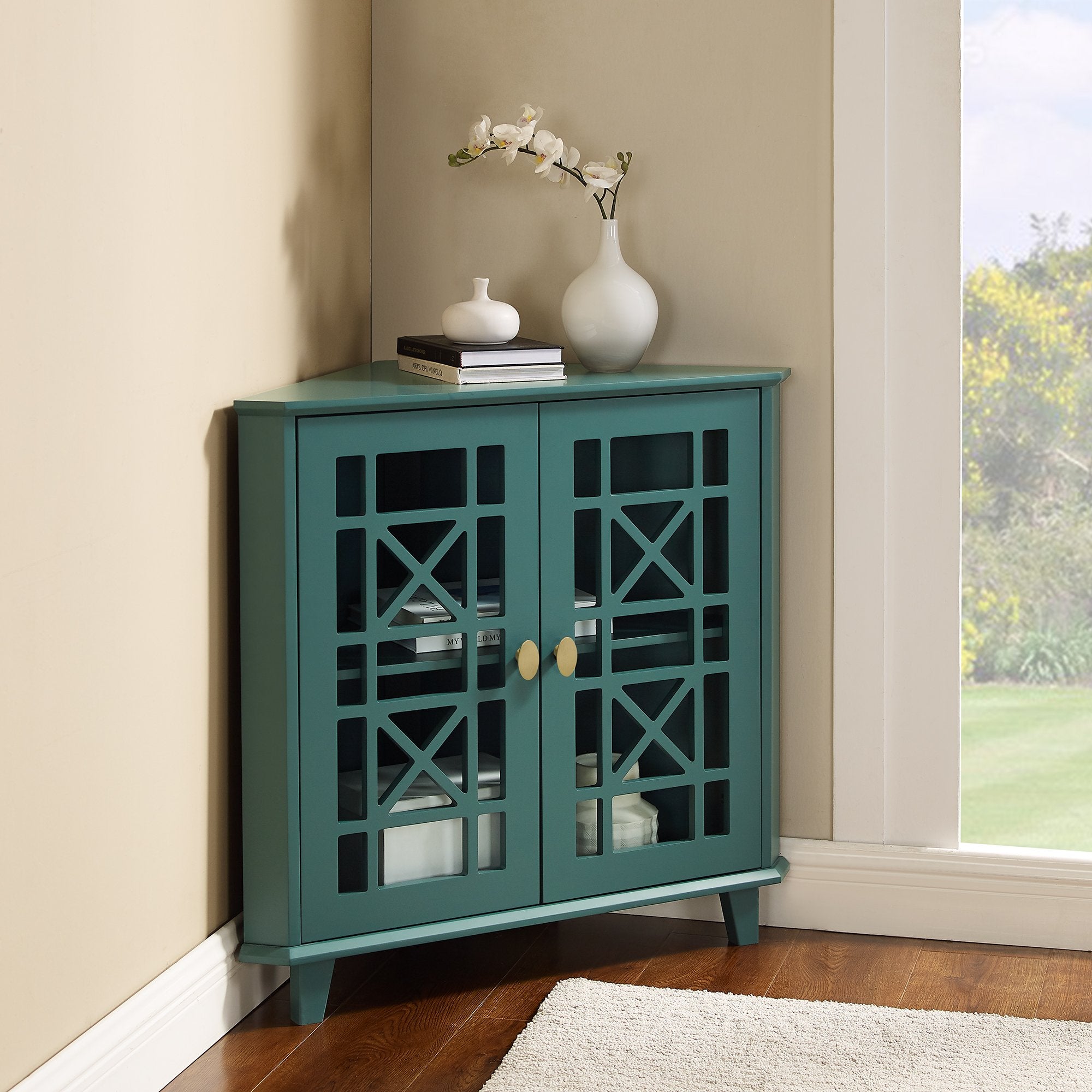 Gwen Fretwork Corner Accent Cabinet – Walker Edison