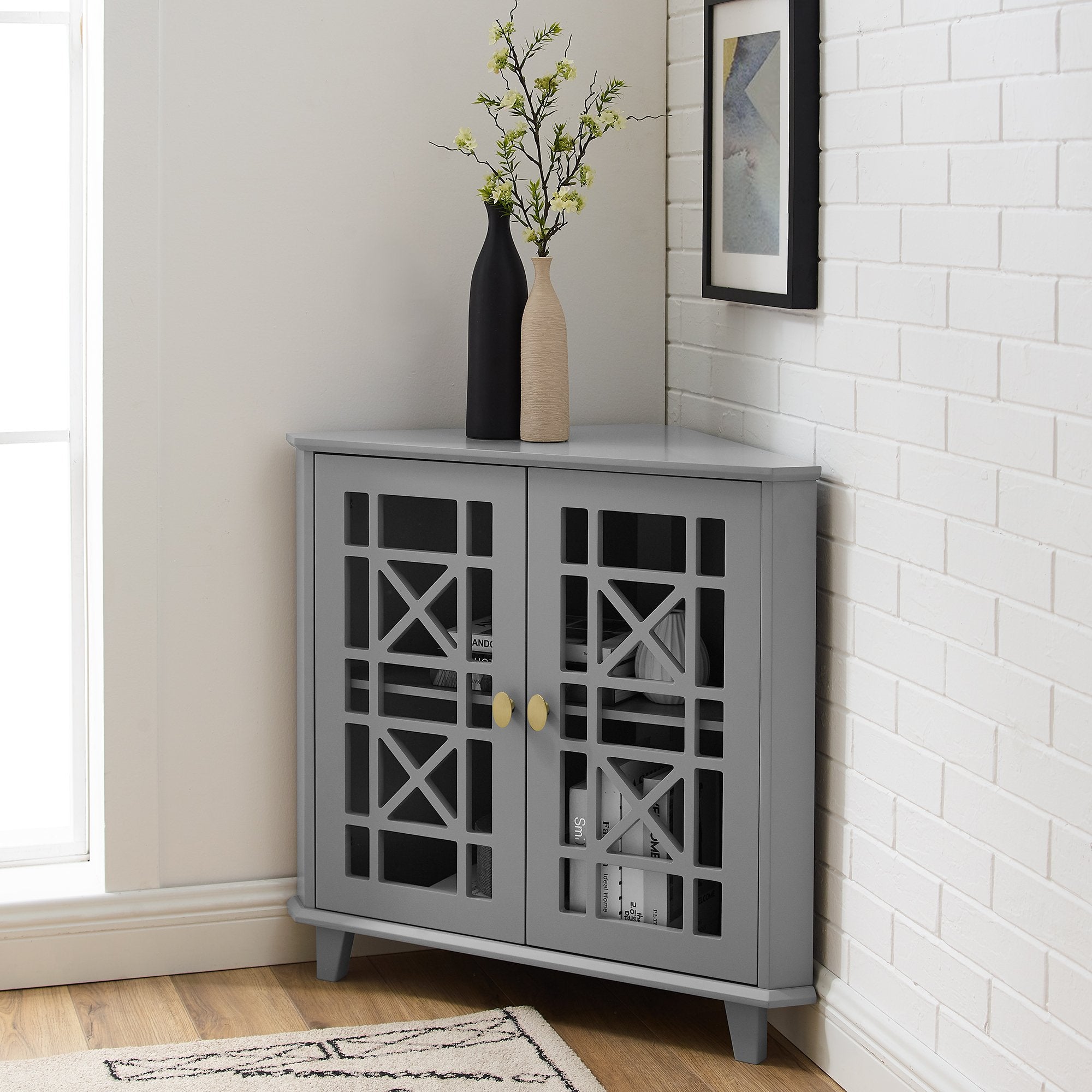 Gwen Fretwork Corner Accent Cabinet – Walker Edison