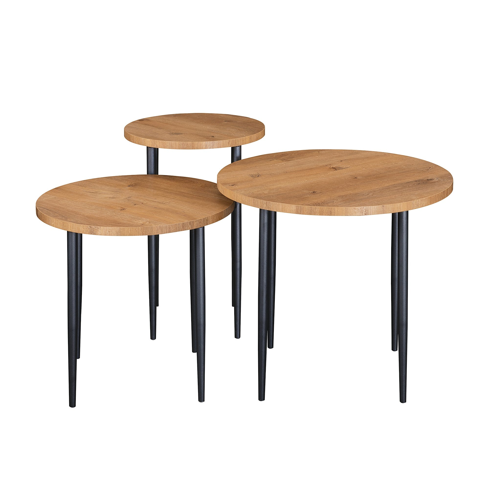 Modern Round Nesting Coffee Tables with Tapered Legs, Set of 3 Walker