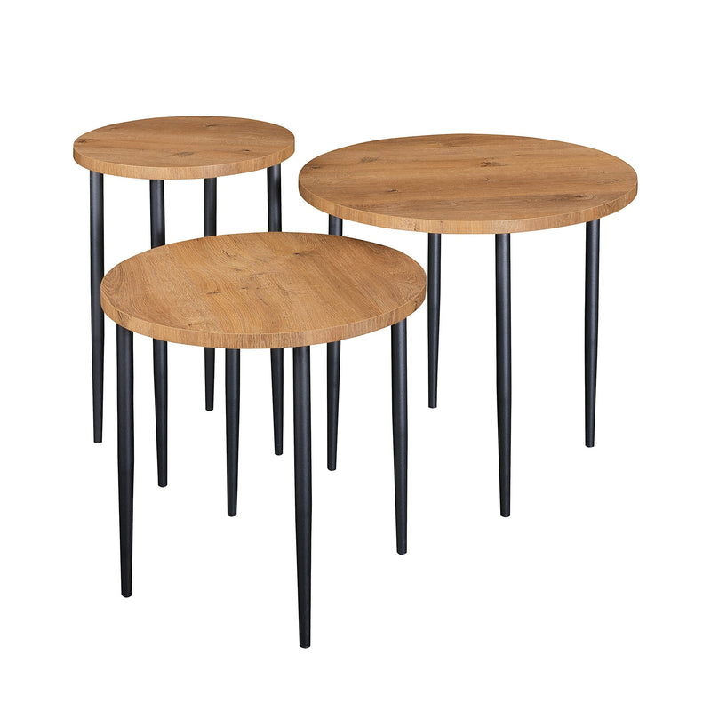 Modern Round Nesting Coffee Tables with Tapered Legs, Set of 3 Walker Edison 
