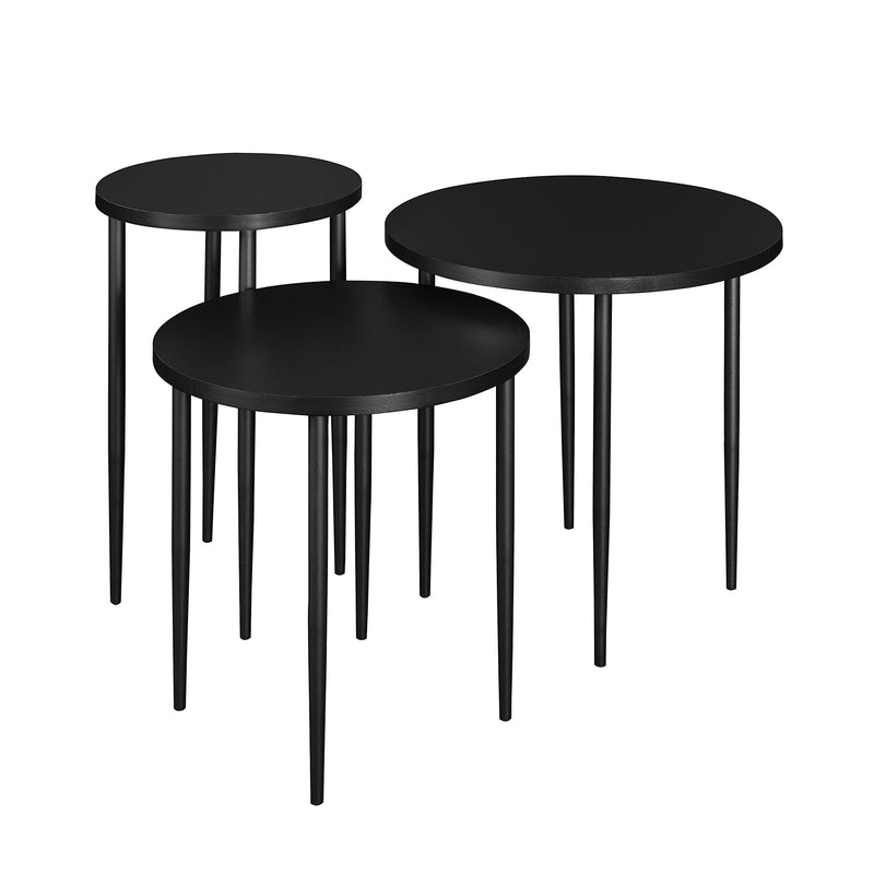 Modern Round Nesting Coffee Tables with Tapered Legs, Set of 3 Walker Edison 