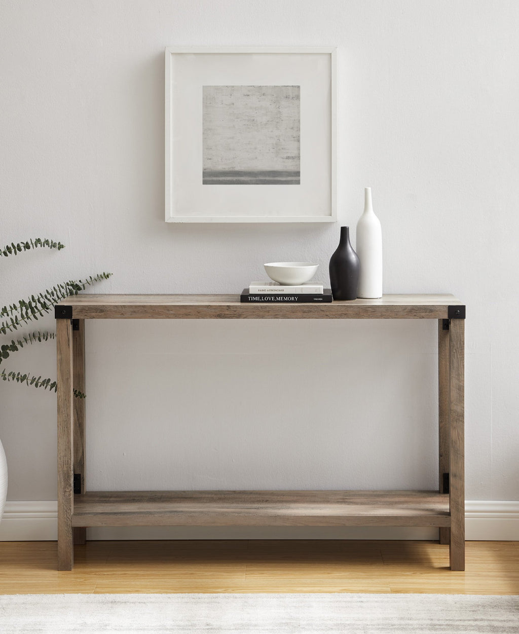 Metal X Industrial Wood Top Entry Table | Walker Edison