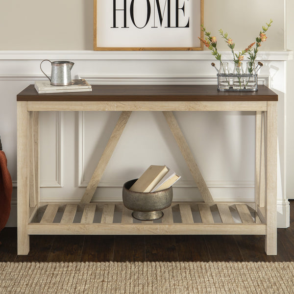 YAMA Table ウォルナット A-Frame Rustic Entry Table – Walker Edison