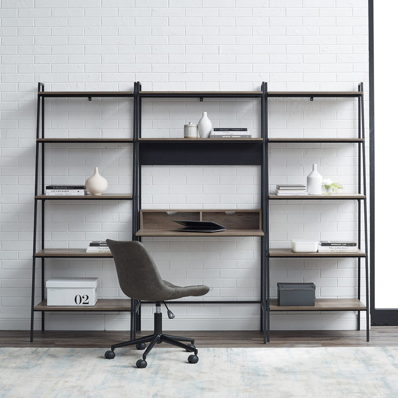 Arlo 3-Piece Metal and Wood Ladder Desk and Shelf Set Home Office Walker Edison 