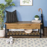 Park City Metal & Wood Storage Bench Storage Walker Edison Barnwood  Thumbnail