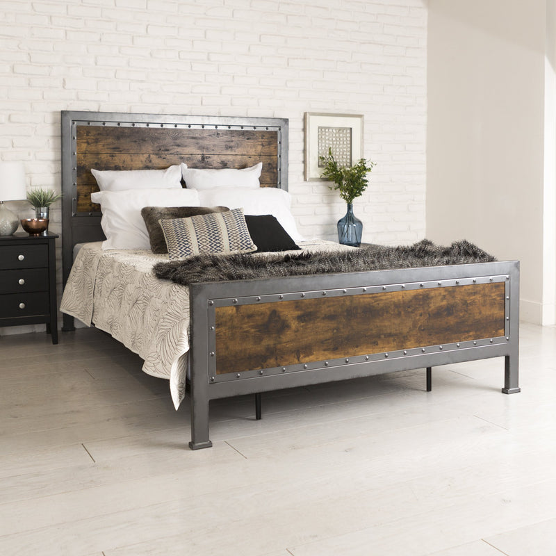 Rustic Home Queen Bed Bedroom Walker Edison Reclaimed Wood 