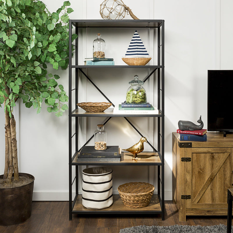 Rustic Bookshelf | Rustic Bookshelf with Open Storage Space | Walker Edison
