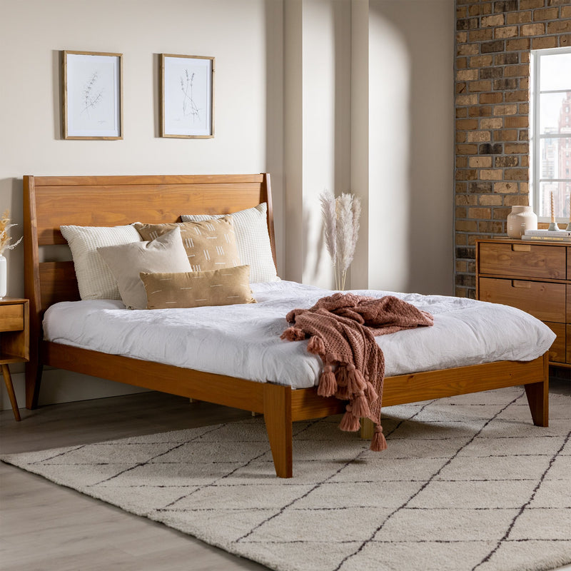 Malyn Solid Wood Modern Platform Bed Bedroom Walker Edison 