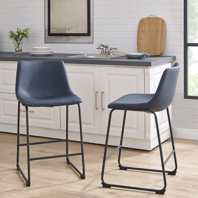 Faux Leather Counter Stools Dining Room Walker Edison 