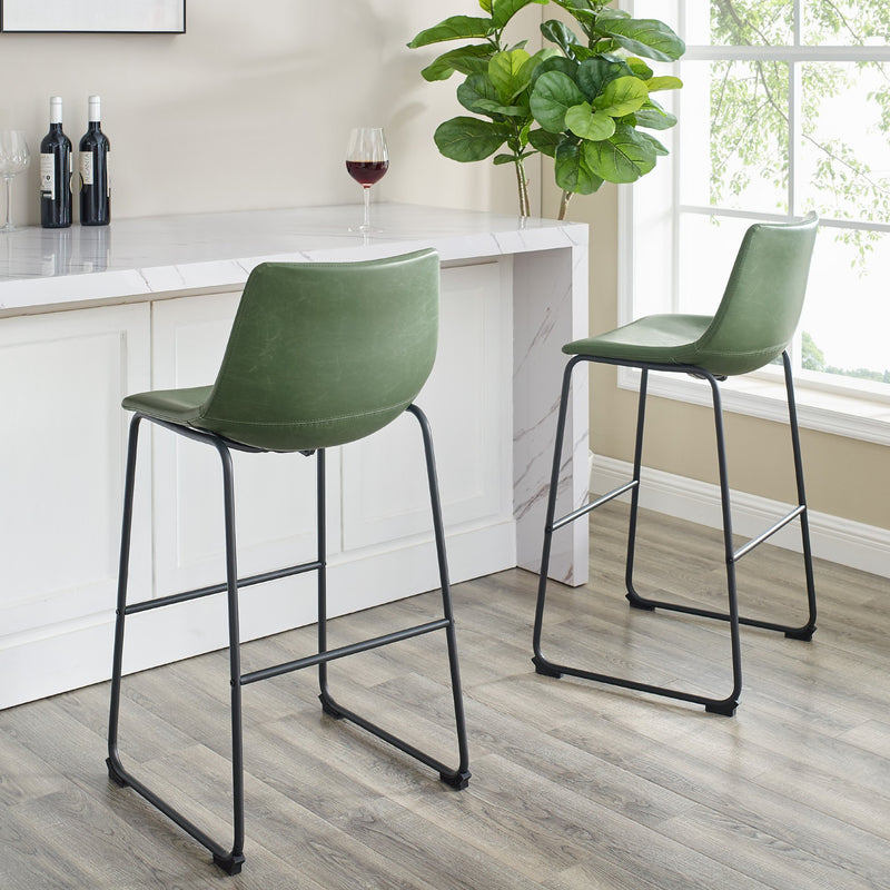 Faux Leather Barstools Dining Room Walker Edison Green 