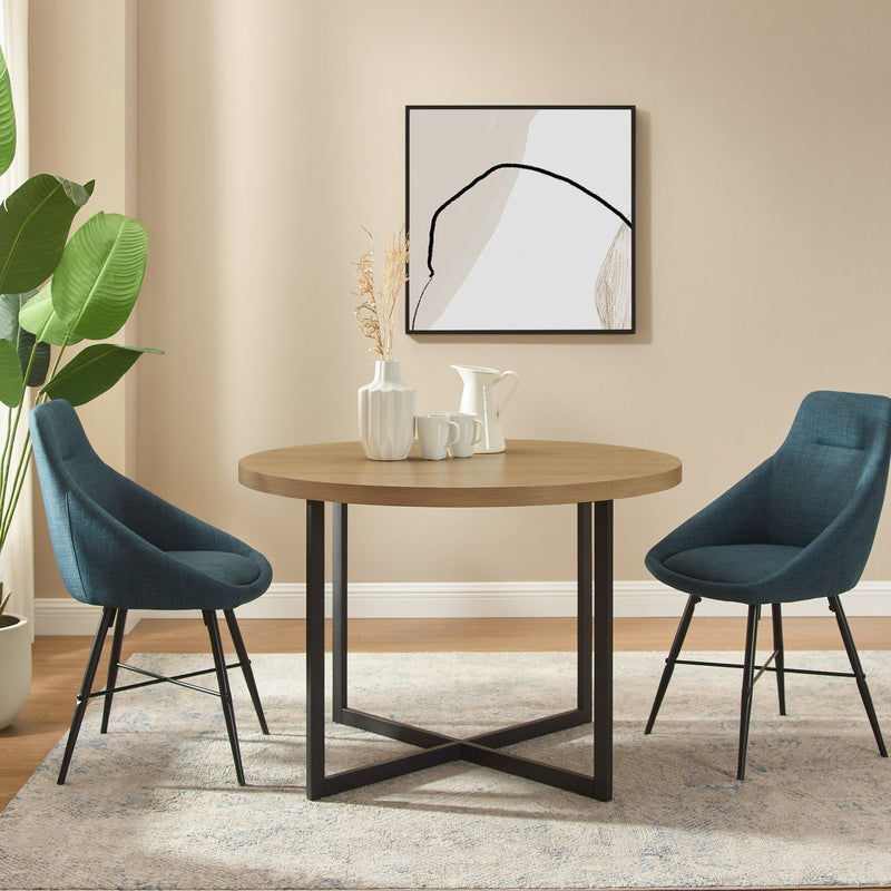 42" Metal and Wood Modern Round Dining Table Kitchen & Dining Room Tables Walker Edison 