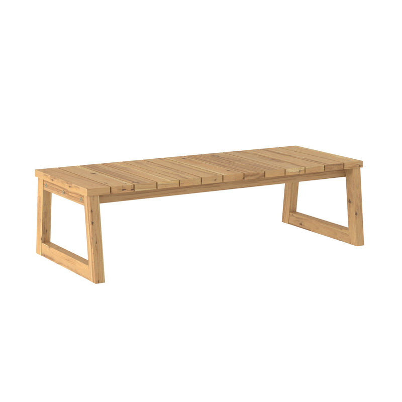 Modern Solid Wood Outdoor Slat-Top Coffee Table Walker Edison Natural 