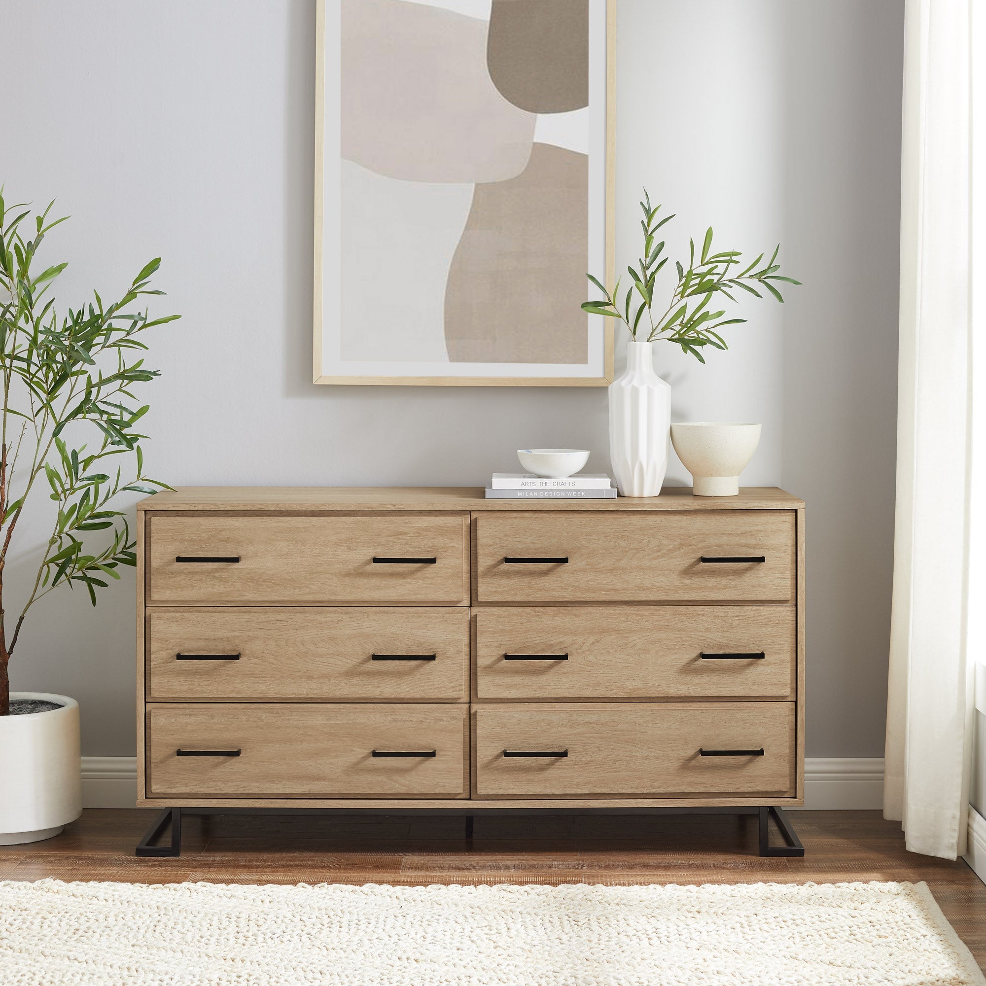 Modern Wood And Metal L-leg 6-drawer Dresser – Walker Edison