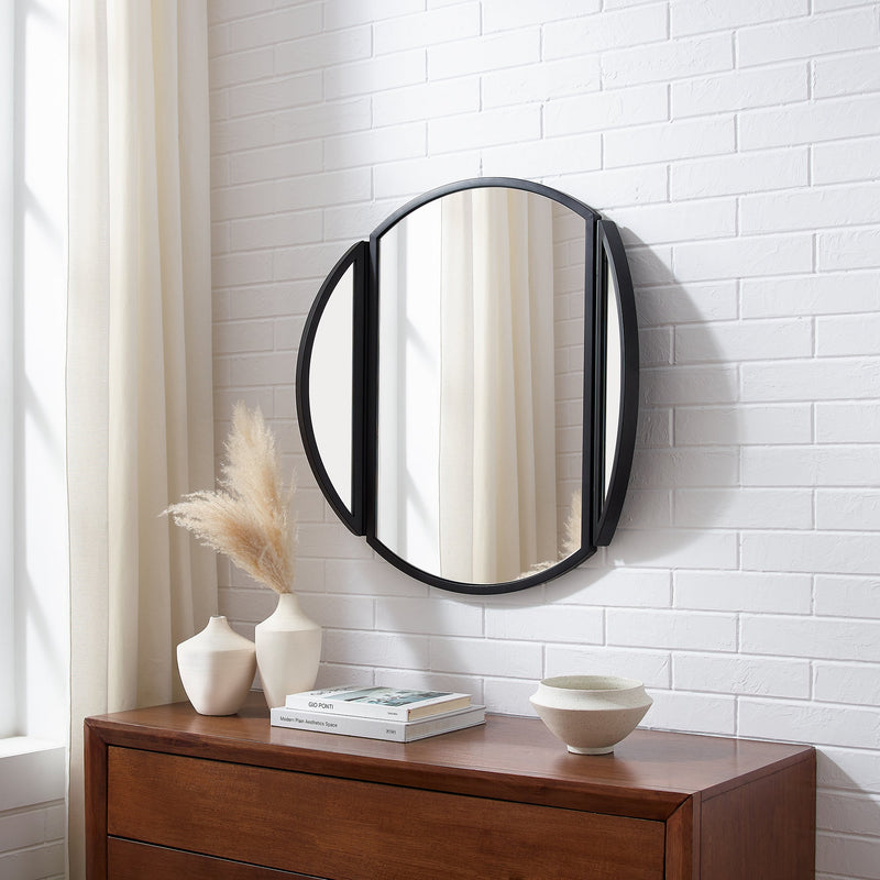 Round Wall Mirror with Hinging Sides Mirrors Walker Edison 