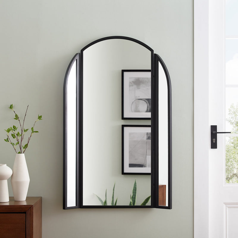 48" Arched Wall Mirror with Hinging Sides Mirrors Walker Edison 