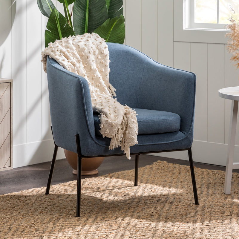 Modern Upholstered Fabric Accent Chair Walker Edison Denim 