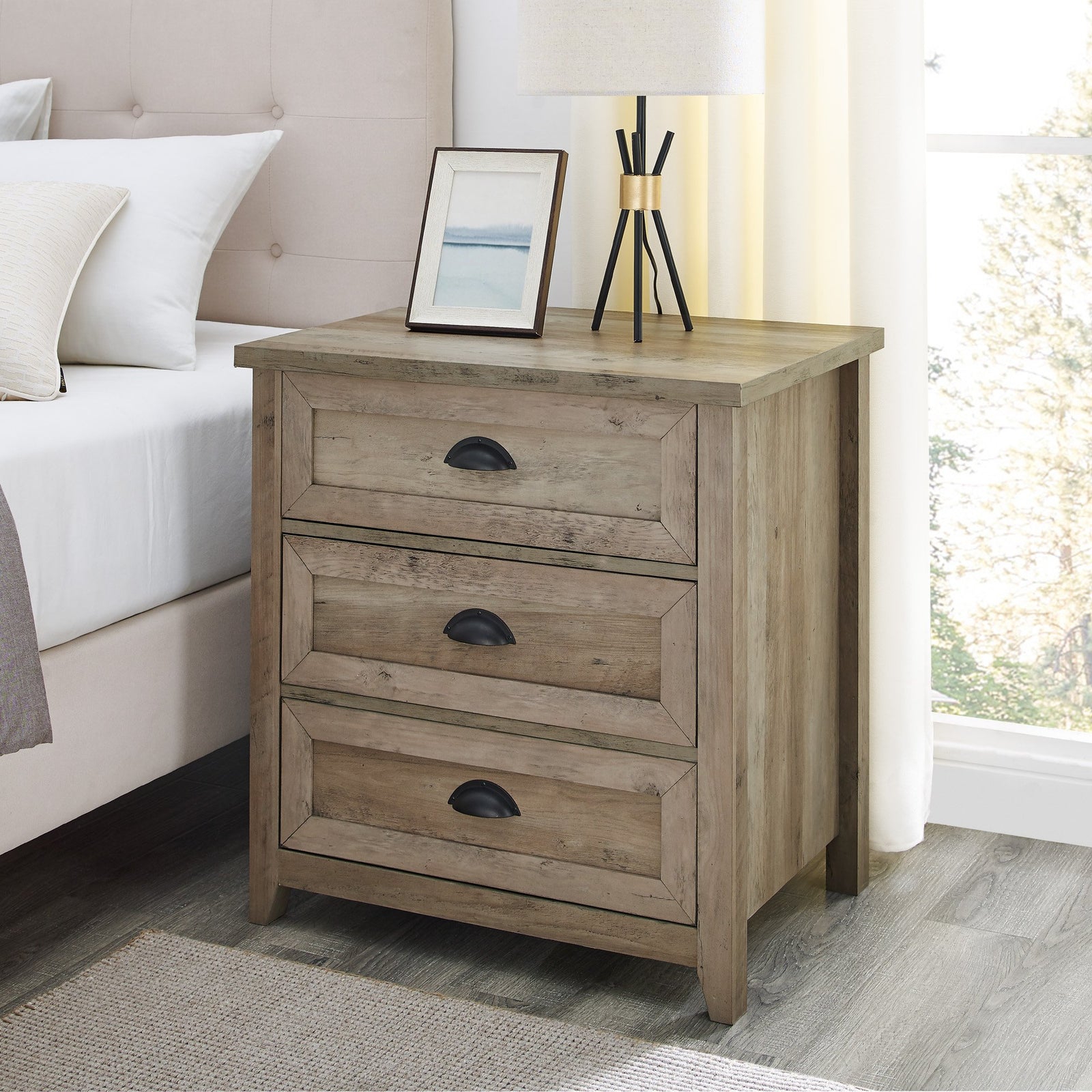 Nightstand with 3 Drawers and 2-Tier orders Shelf