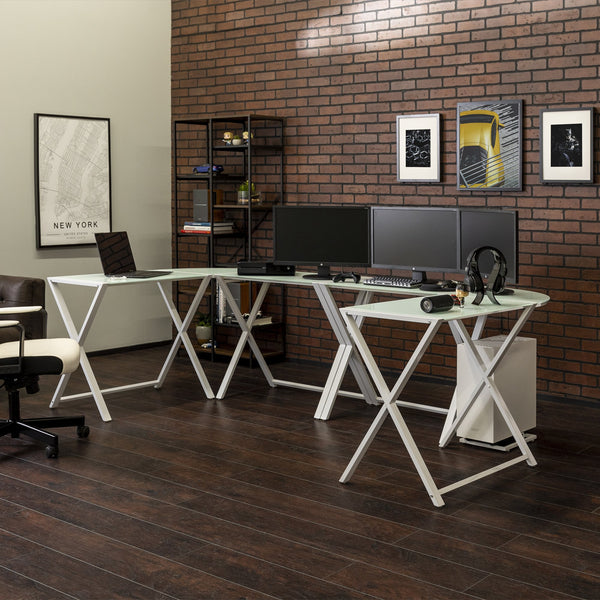 X Frame Command Center Gaming Desk Station Home Office Walker Edison White 