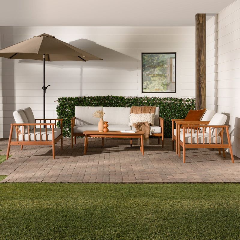 Modern 5-Piece Solid Wood Spindle Patio Chat Set Living Room Walker Edison 