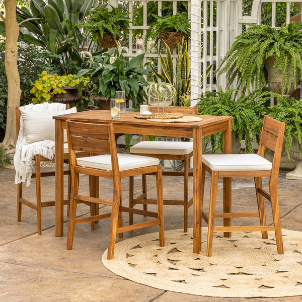 5-Piece Acacia Counter Height Dining Group Patio Walker Edison Brown 