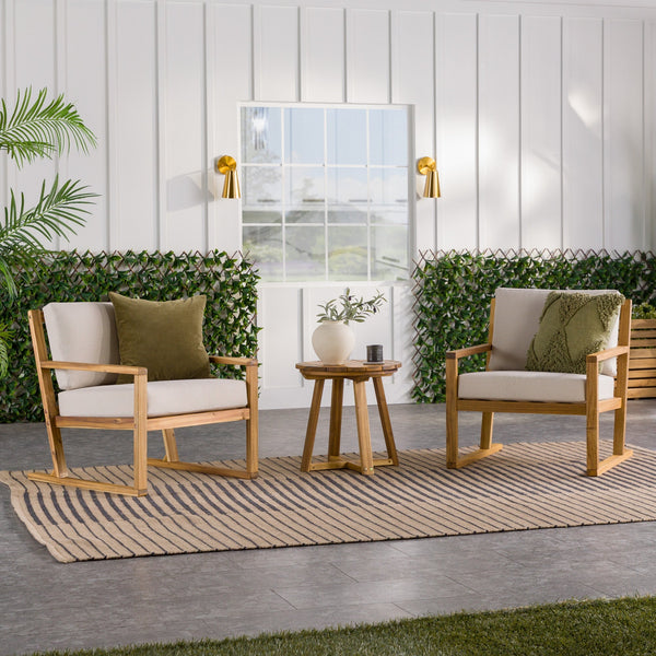 3-Piece Modern Acacia Outdoor Slatted Chat Set with Side Table Living Room Walker Edison 