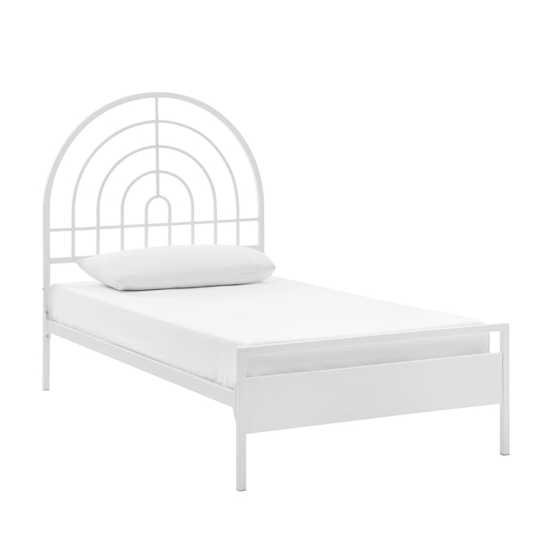 Contemporary Metal Twin Bed Bedroom Walker Edison White 
