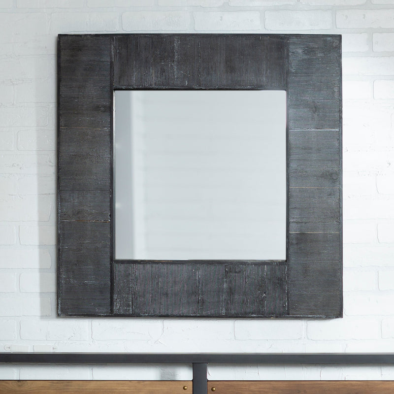 Walker Edison - Modern Minimalist Round Wall Mirror - Black