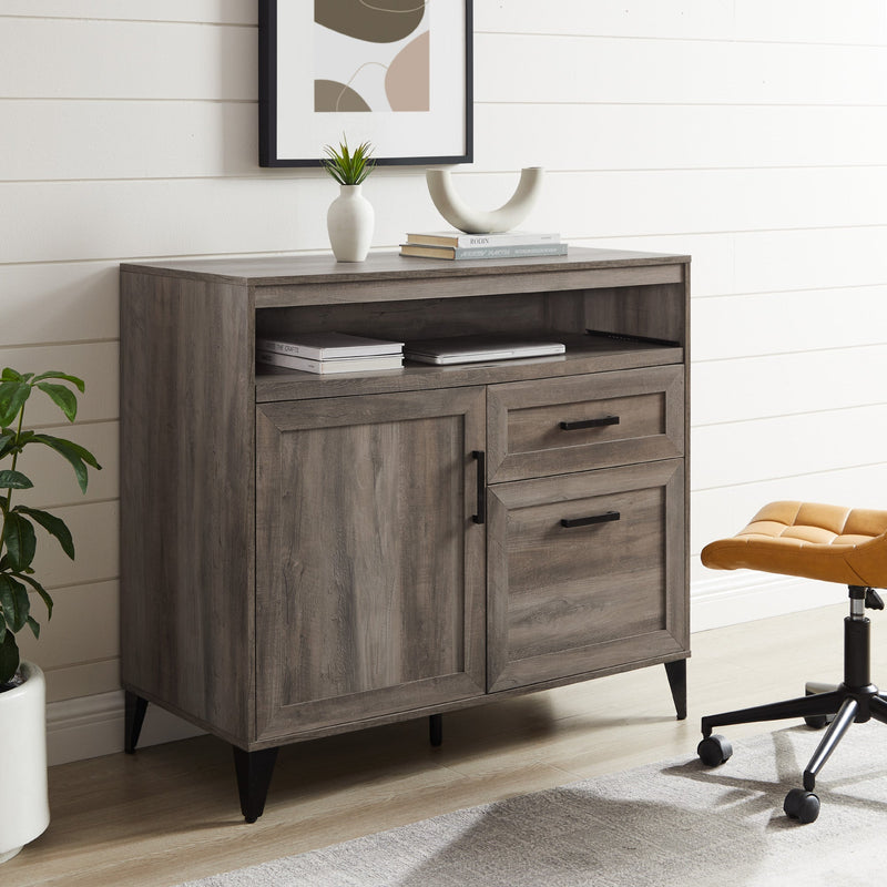 Modern Storage Secretary Desk with Keyboard Tray Desks Walker Edison Grey Wash 