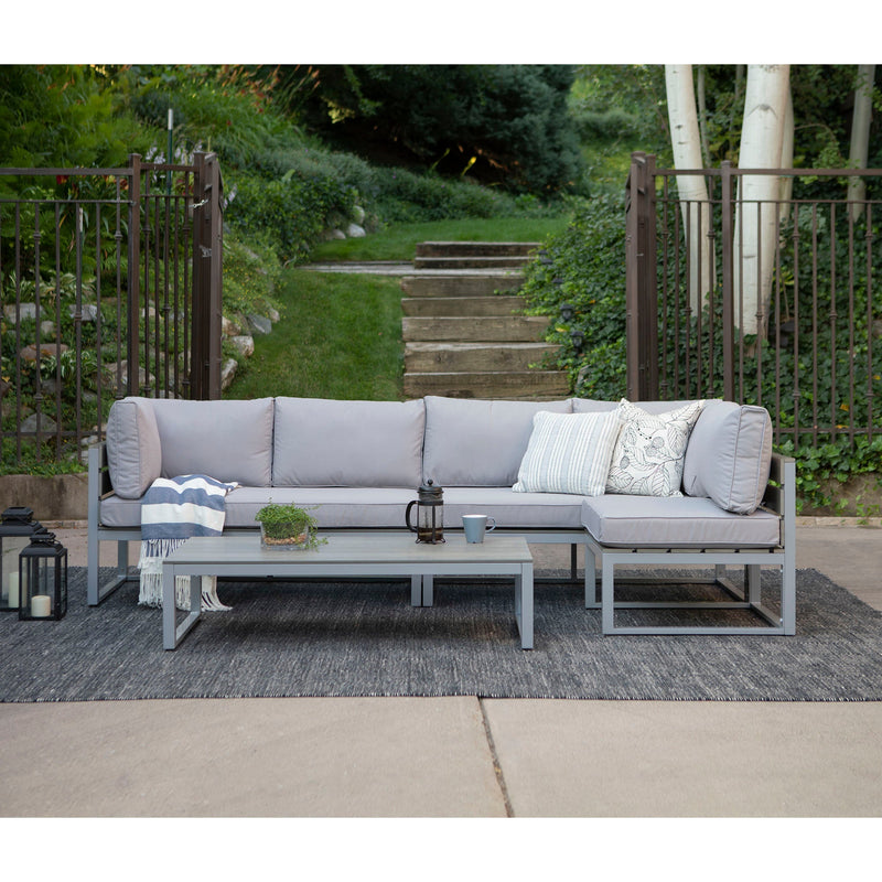 4-Piece Jane Outdoor Patio Conversation Set with Cushions Patio Walker Edison Grey 