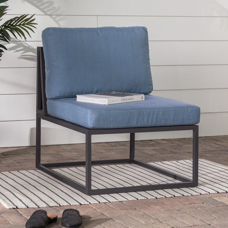 Trinidad Outdoor Modern Modular Patio Side Chair - Blue Patio Walker Edison 