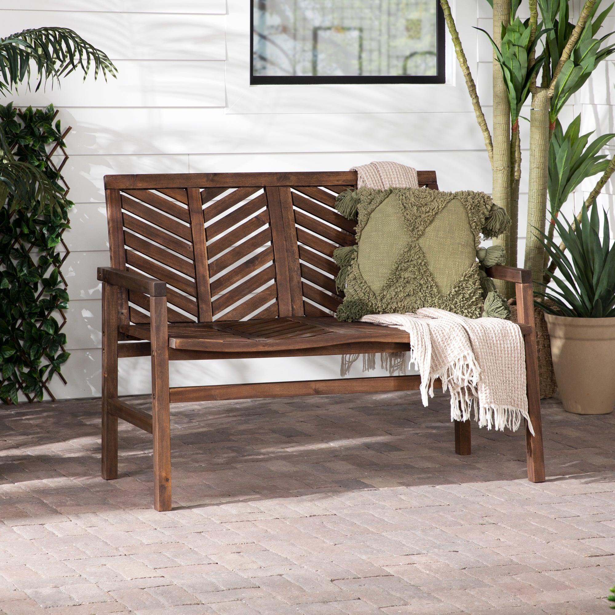 Vincent Patio Wood Loveseat Bench – Walker Edison