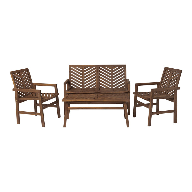 Vincent 4-Piece Outdoor Patio Chat Set Patio Walker Edison Dark Brown 