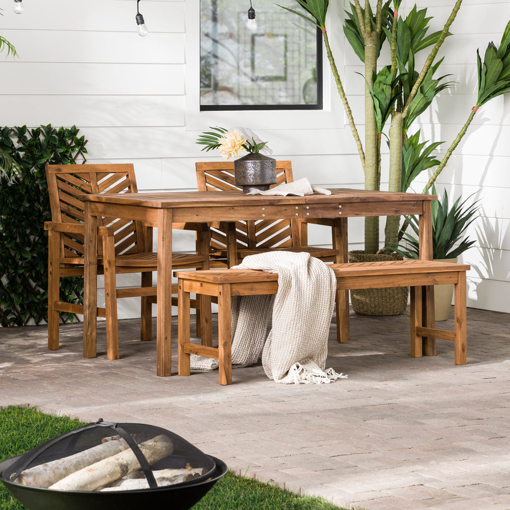 Vincent 4-Piece Chevron Outdoor Patio Dining Set – Walker Edison