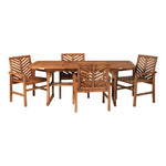 5-Piece Vincent Extendable Outdoor Patio Dining Set Patio Walker Edison Brown  Thumbnail