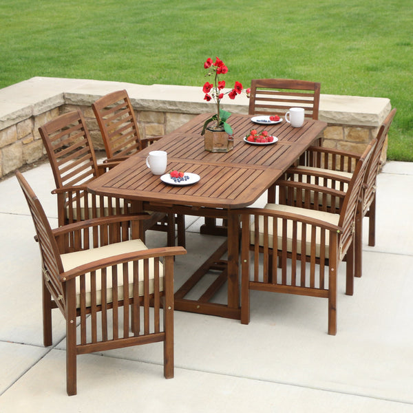 7-Piece Midland Outdoor Patio Dining Set with Cushions Patio Walker Edison Dark Brown 