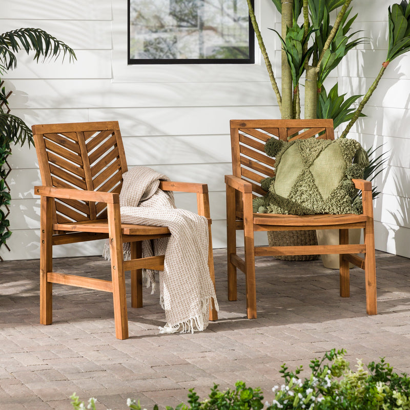 Vincent Patio Wood Chairs, Set of 2 Patio Walker Edison Brown 