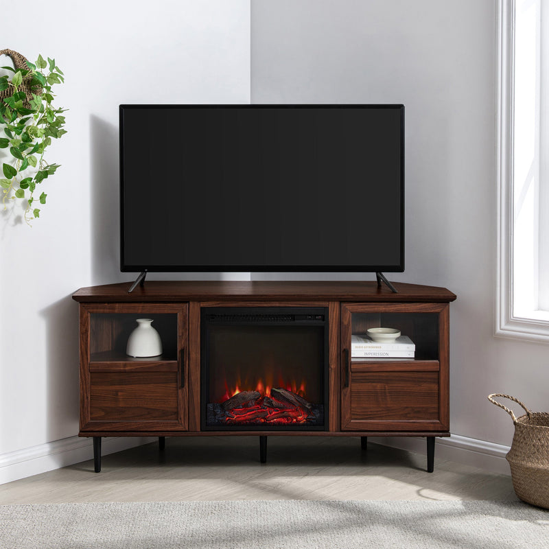 Modern Angled-Side Fireplace Corner TV Stand for TVs up to 60” Entertainment Centers & TV Stands Walker Edison 