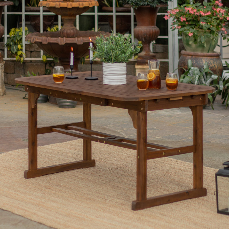 Acacia Wood Outdoor Patio Butterfly Dining Table Patio Walker Edison Dark Brown 