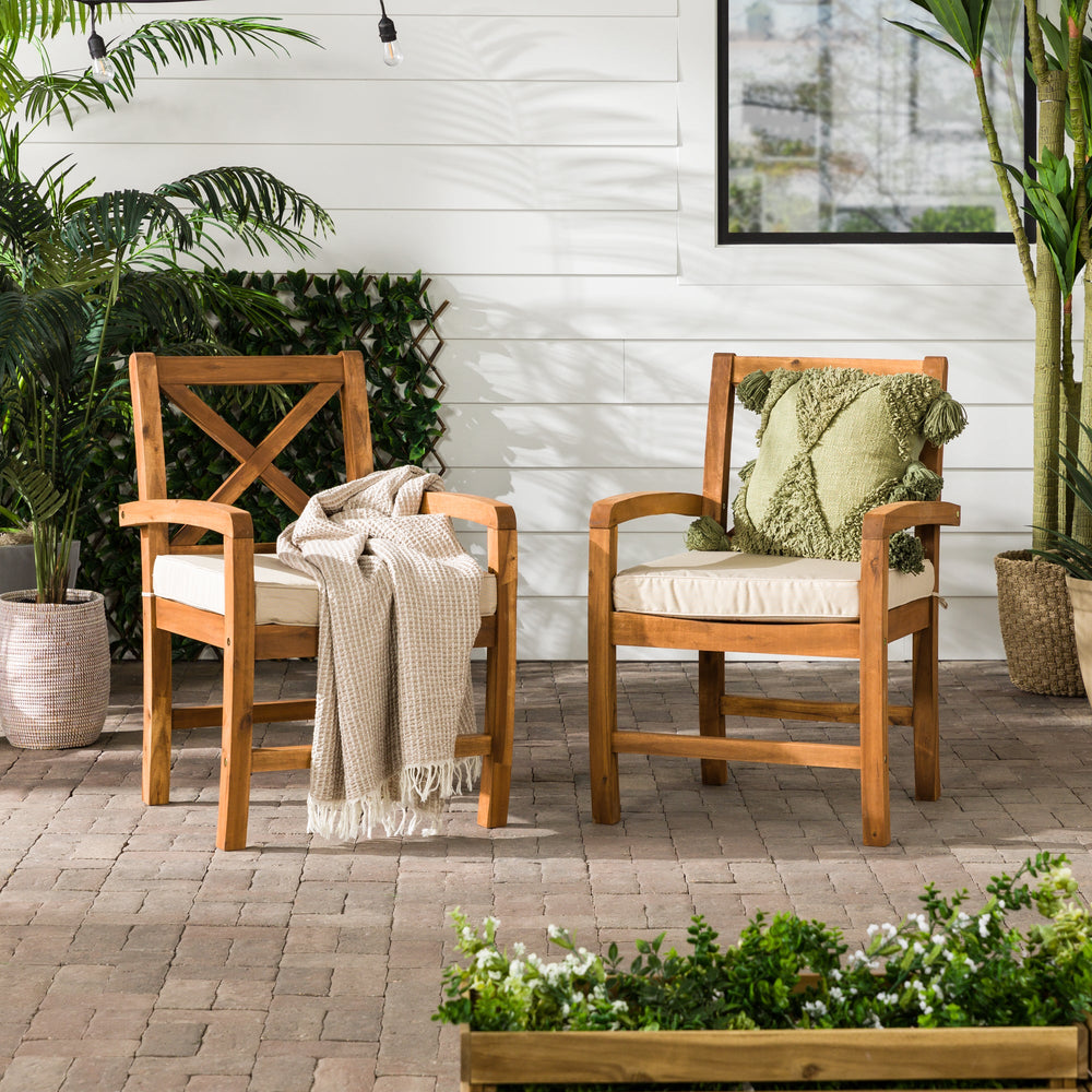 Crosswinds Patio Chairs with Cushions, Set of – Walker Edison