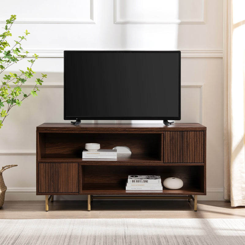 Contemporary Fluted-Door Expandible TV Stand for TVs up to 56” Entertainment Centers & TV Stands Walker Edison 