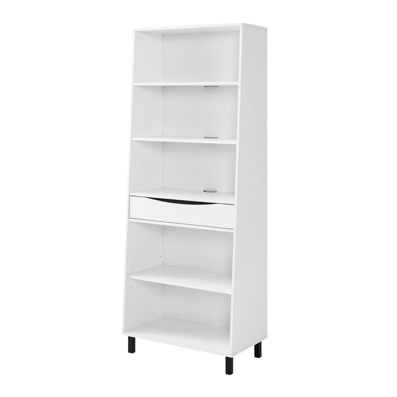 Modern 5-Shelf Bookcase with Drawer Bookcases & Standing Shelves Walker Edison 