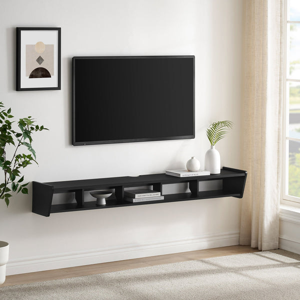 Minimalist Floating TV Stand Walker Edison Solid Black 