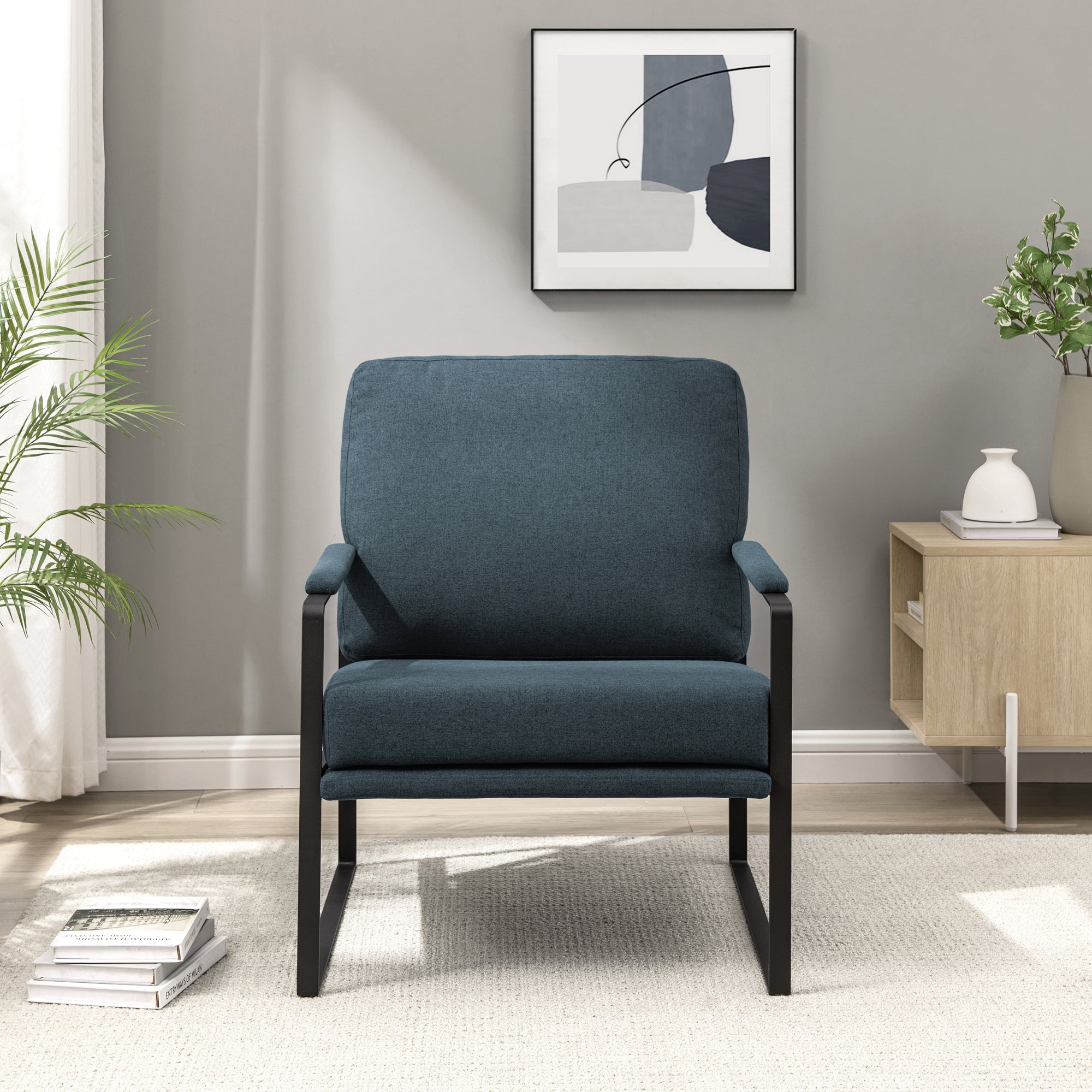Contemporary Square Metal Frame Accent Chair – Walker Edison