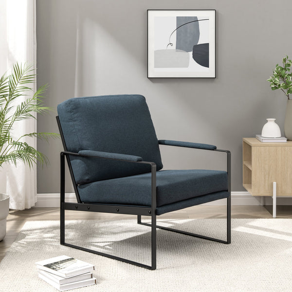 Contemporary Square Metal Frame Accent Chair Chair Walker Edison Indigo Blue/Black 