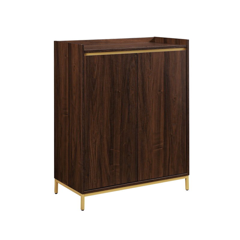 Contemporary Minimalist 2-Door Accent Cabinet Cabinet Walker Edison Dark Walnut/Gold 