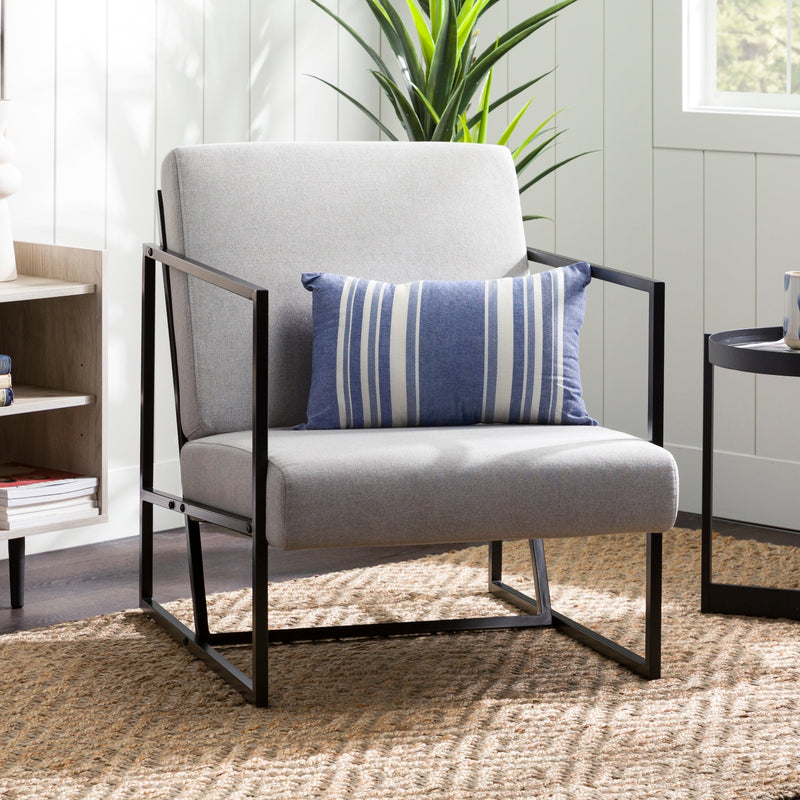 Mid-Century Modern Square Frame Fabric Lounge Chair Chair Walker Edison Fog Gray 