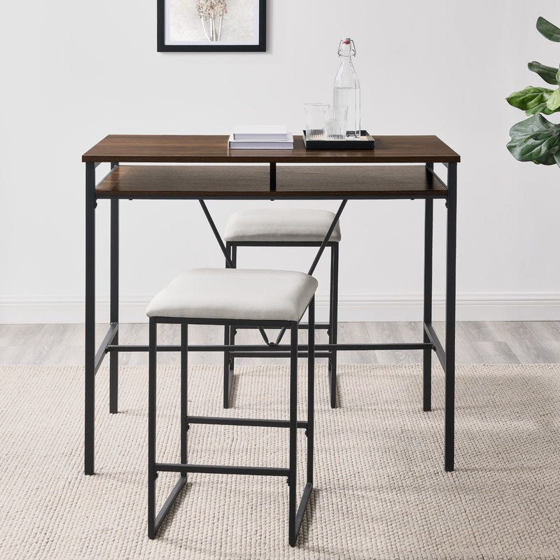 Contemporary 2 Tier Metal Inverted A Frame Dining Counter with Stools Dining Room Walker Edison 