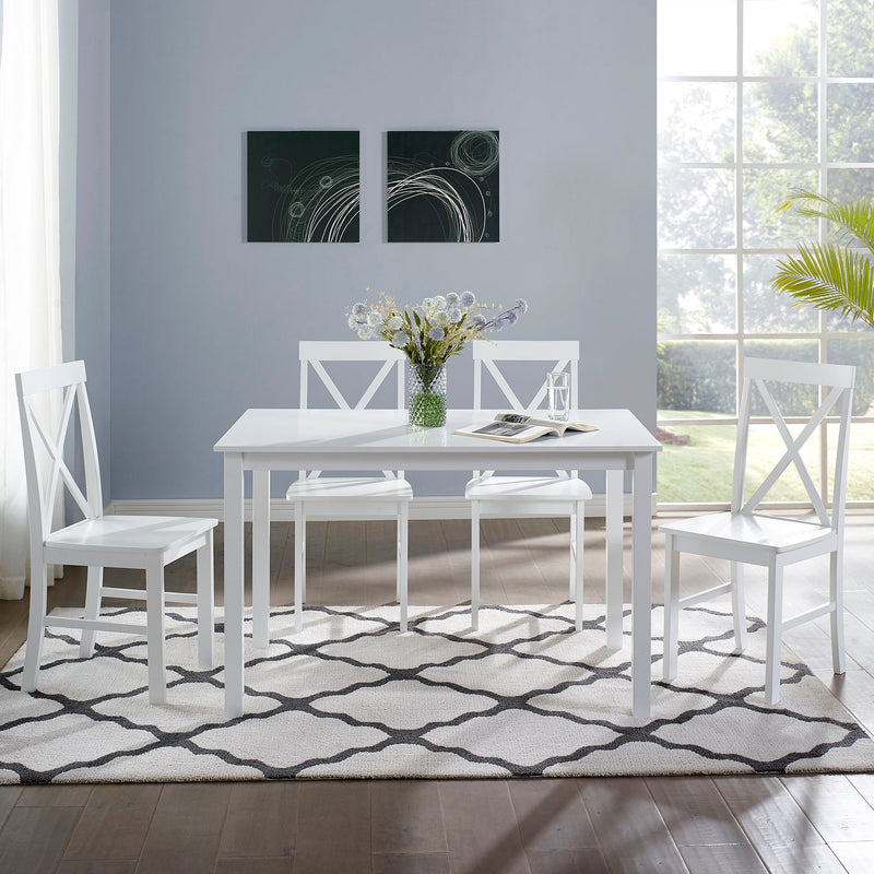 5-Piece Solid Wood Farmhouse Dining Set Dining Room Walker Edison White/White 