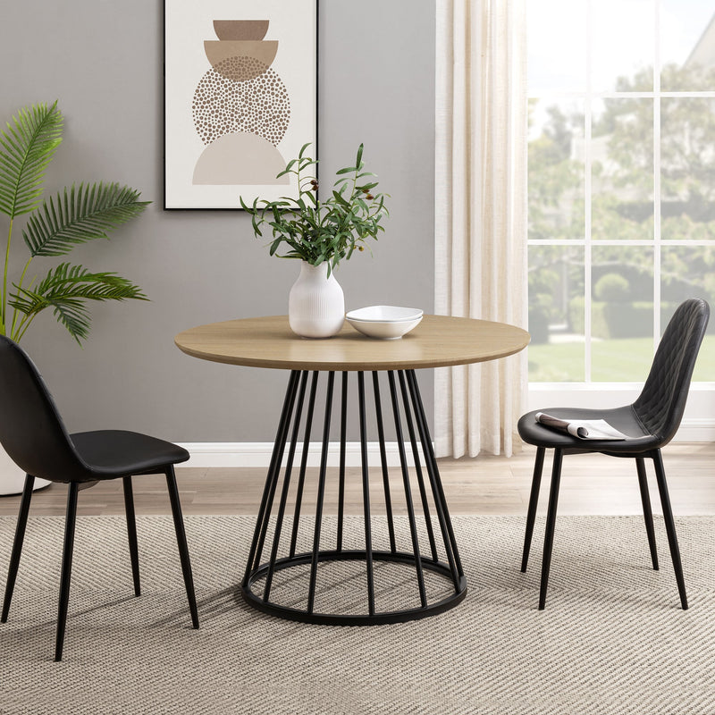 Modern Round Dining Table with Metal Base Dining Table Walker Edison 
